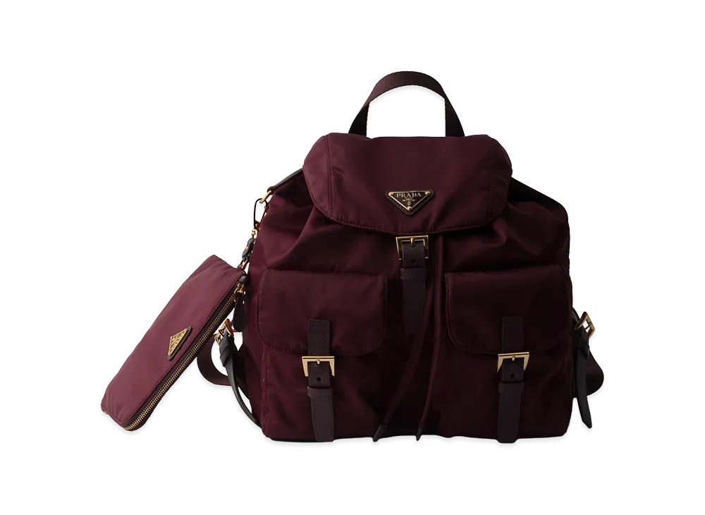 PRADA Medium Re-Nylon Backpack with Pouch "Burgundy"