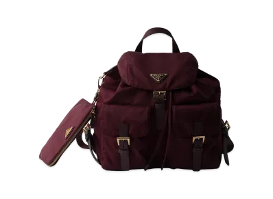 PRADA Medium Re-Nylon Backpack with Pouch "Burgundy"