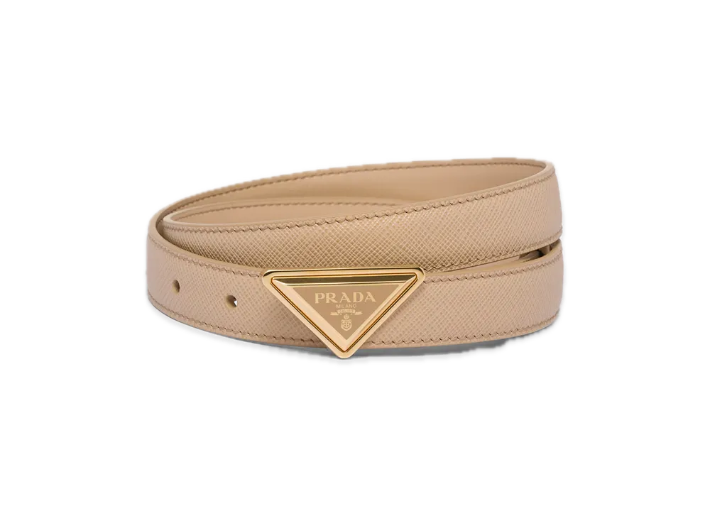 PRADA Saffiano Leather Belt "Sand Beige"