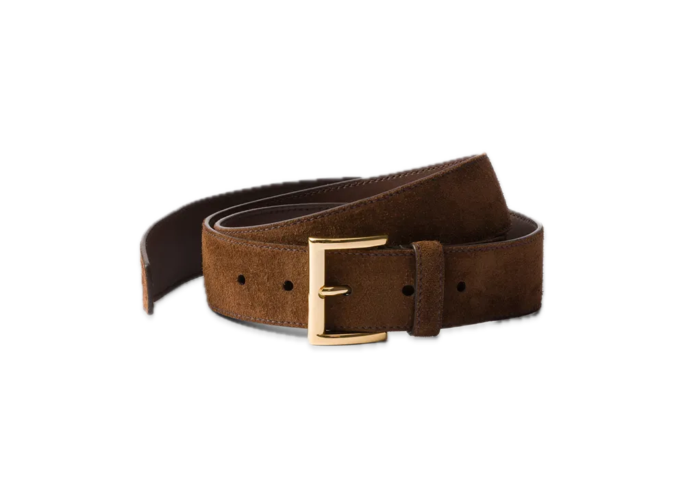 PRADA Suede Belt "Dark Brown"