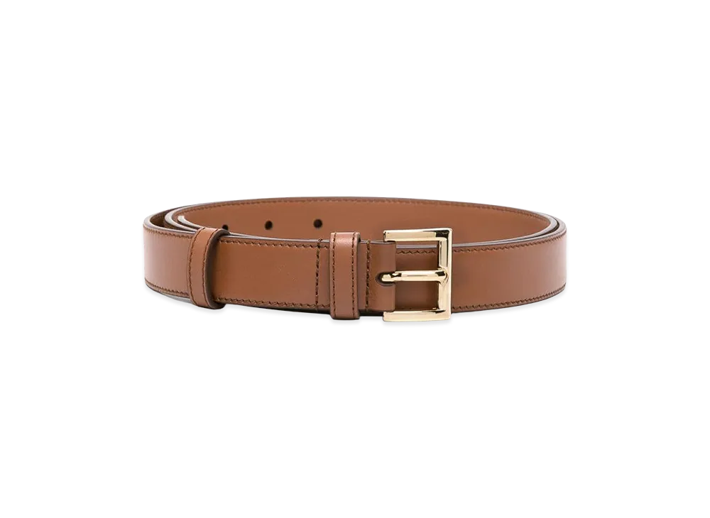 PRADA Wonen's Logo Plaque Leather Belt "Camel"