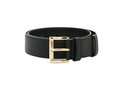 PRADA Women's Saffiano Logo Belt "Black"