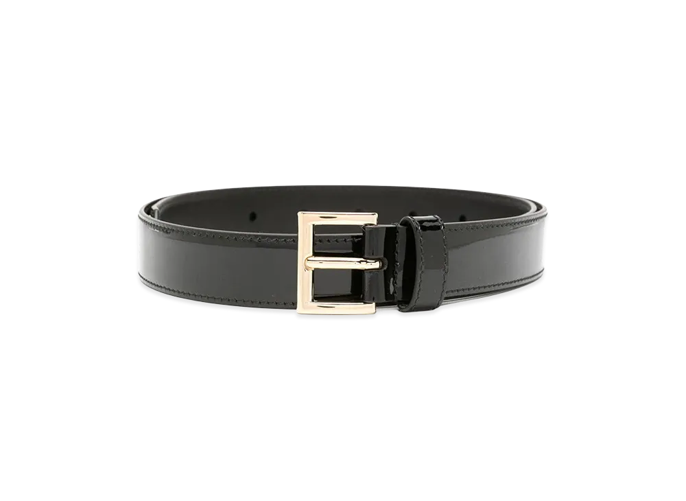 PRADA Wonen's Logo-Plaque Patent Leather Belt "Black"