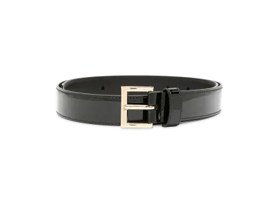 PRADA Wonen's Logo-Plaque Patent Leather Belt "Black"