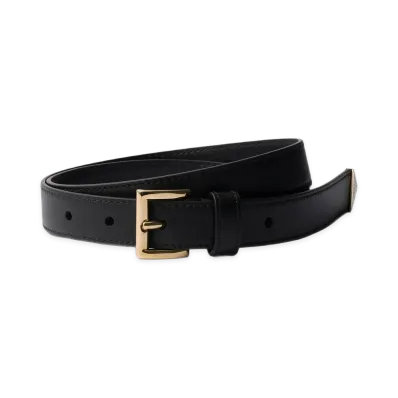 PRADA Women's Cintura Sottile In Pelle Con Logo "Black"