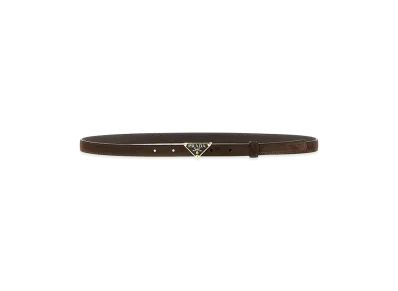 PRADA Women's Logo Suede Belt "Brown"