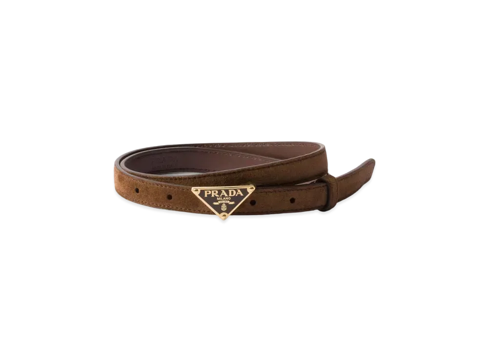 PRADA Suede Belt "Dark Brown"