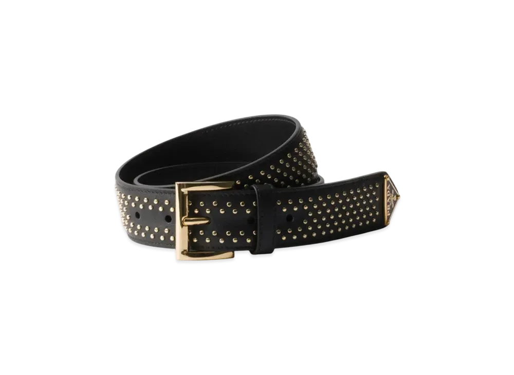 PRADA Leather Belt with Studs "Black"