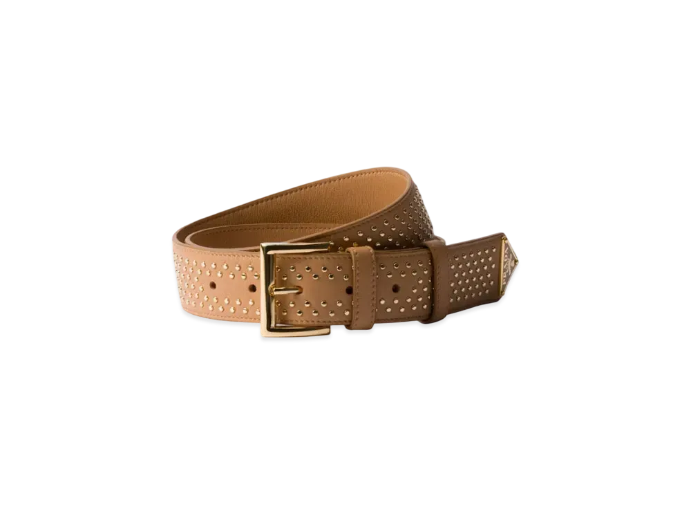 PRADA Leather Belt with Studs "Natural"