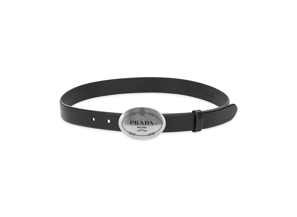 PRADA Women's Oval Buckle Belt "Black"