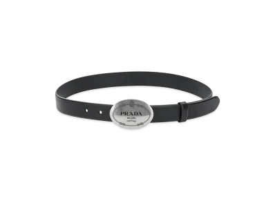 PRADA Women's Oval Buckle Belt "Black"