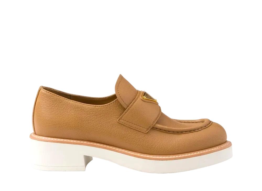 PRADA WMNS Leather Loafers "Caramel"