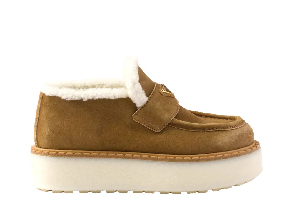 PRADA Women's Suede Loafers "Brown"