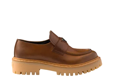 PRADA Women's Leather Loafers "Cognac"