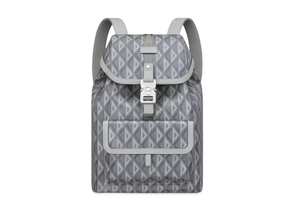 Dior Hit The Road Backpack CD Diamond Canvas Smooth Calfskin "Gray"