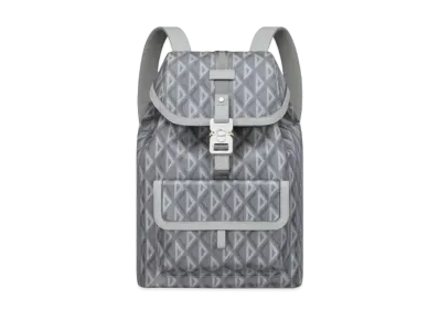 Dior Hit The Road Backpack CD Diamond Canvas Smooth Calfskin "Gray"