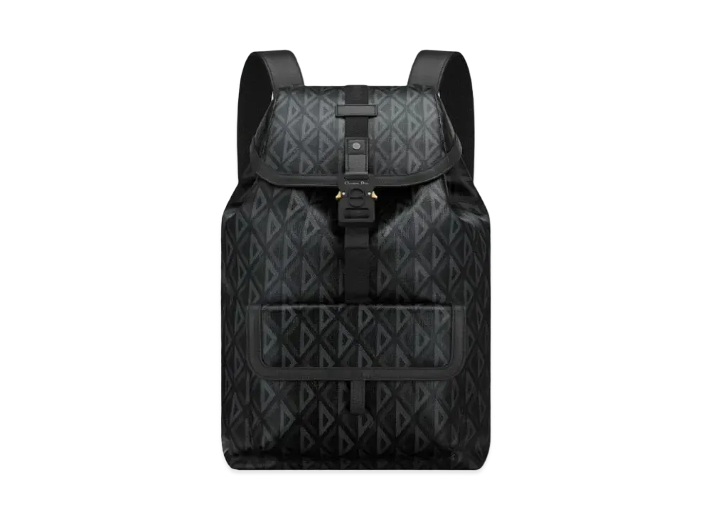 Dior Hit The Road Backpack CD Diamond Canvas Smooth Calfskin "Black"