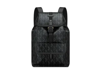 Dior Hit The Road Backpack CD Diamond Canvas Smooth Calfskin "Black"