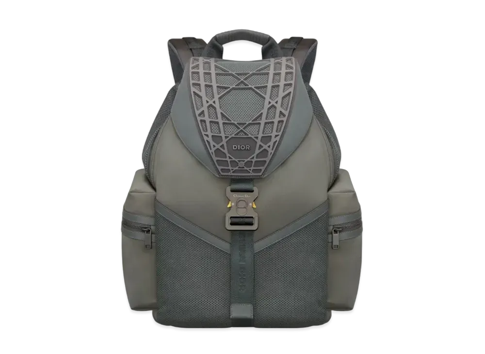 Dior Cobra Backpack Smooth Calfskin Upcycled Nylon Warped Cannage Motif Rubber "Deep Gray"