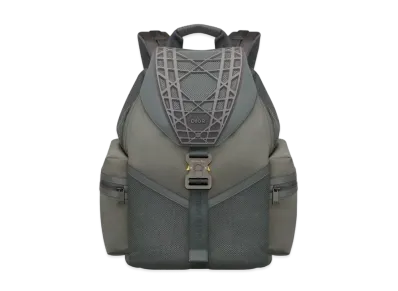 Dior Cobra Backpack Smooth Calfskin Upcycled Nylon Warped Cannage Motif Rubber "Deep Gray"