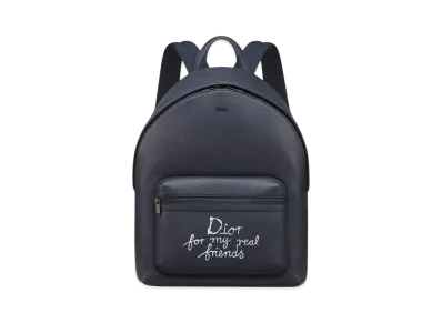 Dior and Hylton Nel Rider 2.0 Zipped Backpack Grained Calfskin with Print "Navy Blue/White"
