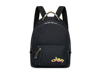 Dior x Lewis Hamilton Zipped Backpack in Dior Oblique Nylon & Leather-Effect Technical Fabric "Black/Multicolor"