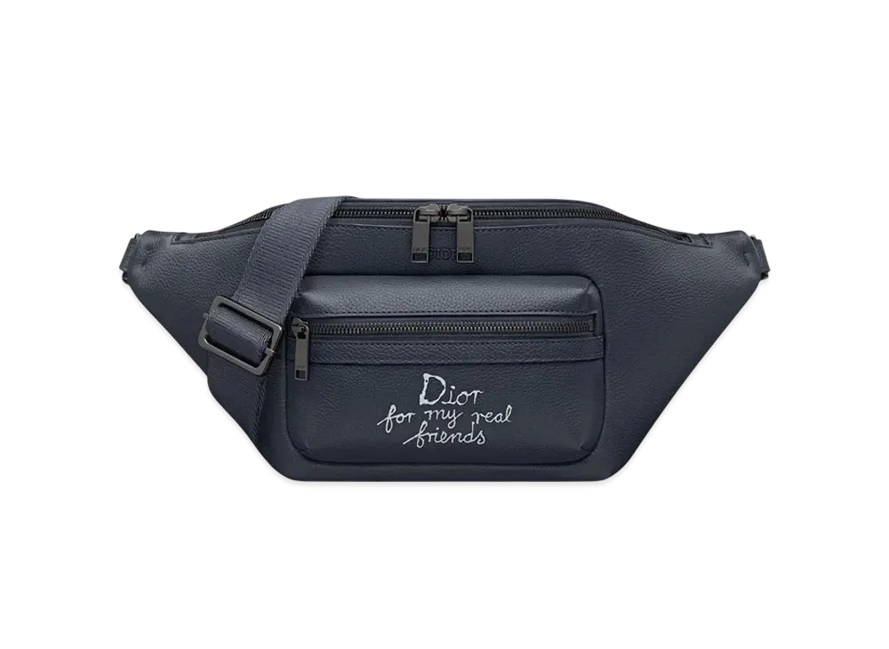 Dior and Hylton Nel Rider 2.0 Belt Bag Grained Calfskin with Print "Navy Blue/White"