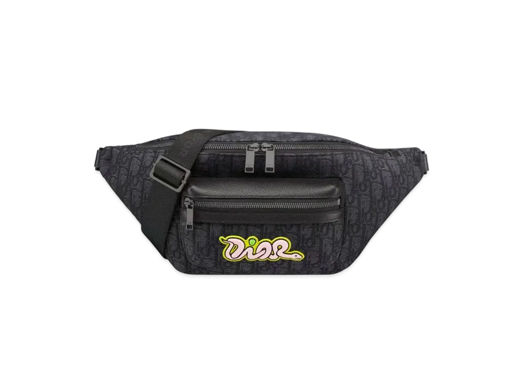 Dior x KAWS Rider 2.0 Belt Bag Dior Oblique Jacquard and Grained Calfskin "Black/Pink/Yellow"