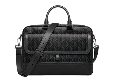 Dior Hit The Road Briefcase CD Diamond Canvas Smooth Calfskin "Black"