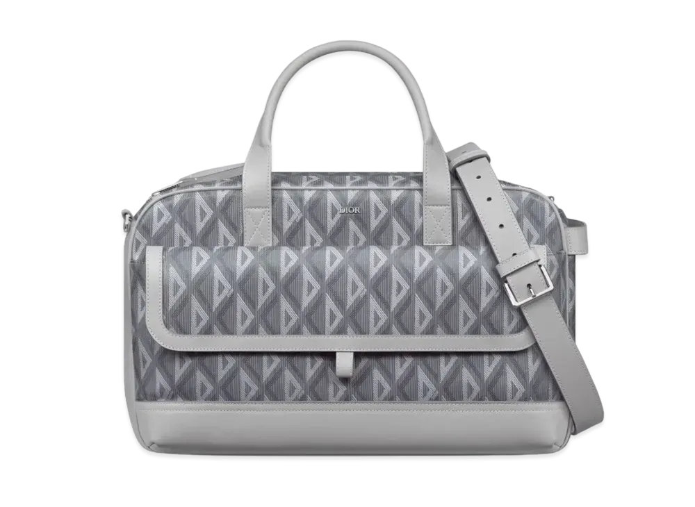 Dior Hit The Road Pet Carrier Bag CD Diamond Canvas Smooth Calfskin "Gray"