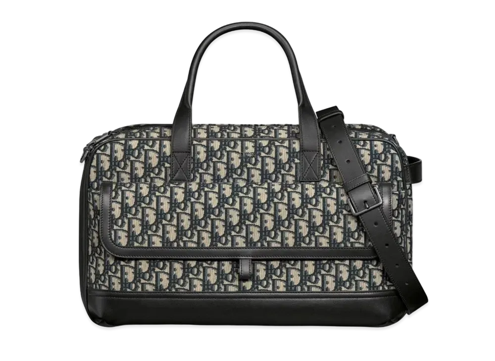 Dior Hit The Road Pet Carrier Bag Dior Oblique Jacquard Smooth Calfskin "Beige/Black"