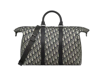 Dior Weekender 40 Dior Oblique Jacquard with Grained Calfskin "Beige/Black"