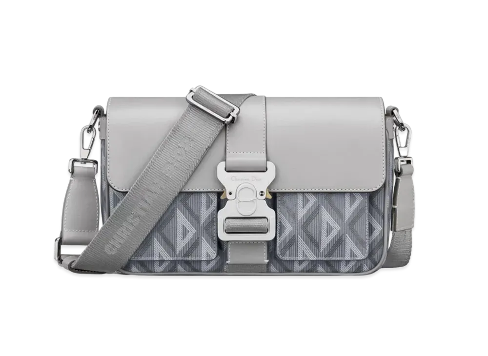 Dior Hit The Road Bag Strap CD Diamond Canvas Smooth Calfskin "Gray"