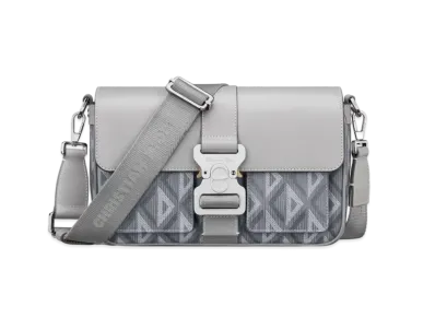 Dior Hit The Road Bag Strap CD Diamond Canvas Smooth Calfskin "Gray"