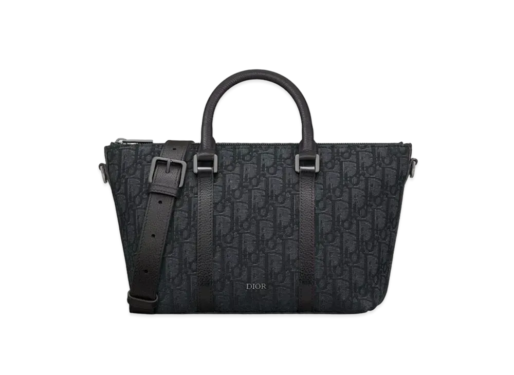 Dior Weekender 25 Dior Oblique Jacquard and Grained Calfskin "Black"