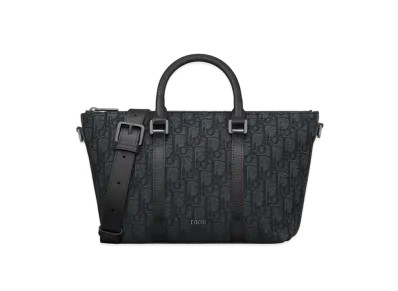 Dior Weekender 25 Dior Oblique Jacquard and Grained Calfskin "Black"