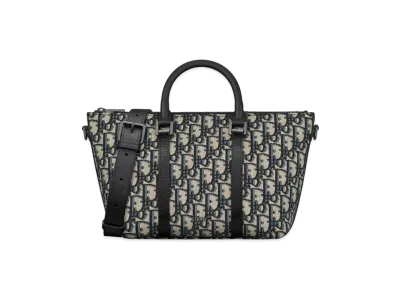 Dior Weekender 25 Dior Oblique Jacquard with Grained Calfskin "Beige/Black"