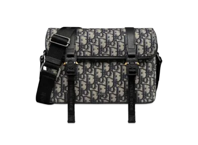 Dior Hit The Road Messenger Bag with Flap Dior Oblique Jacquard with Grained Calfskin "Beige/Black"