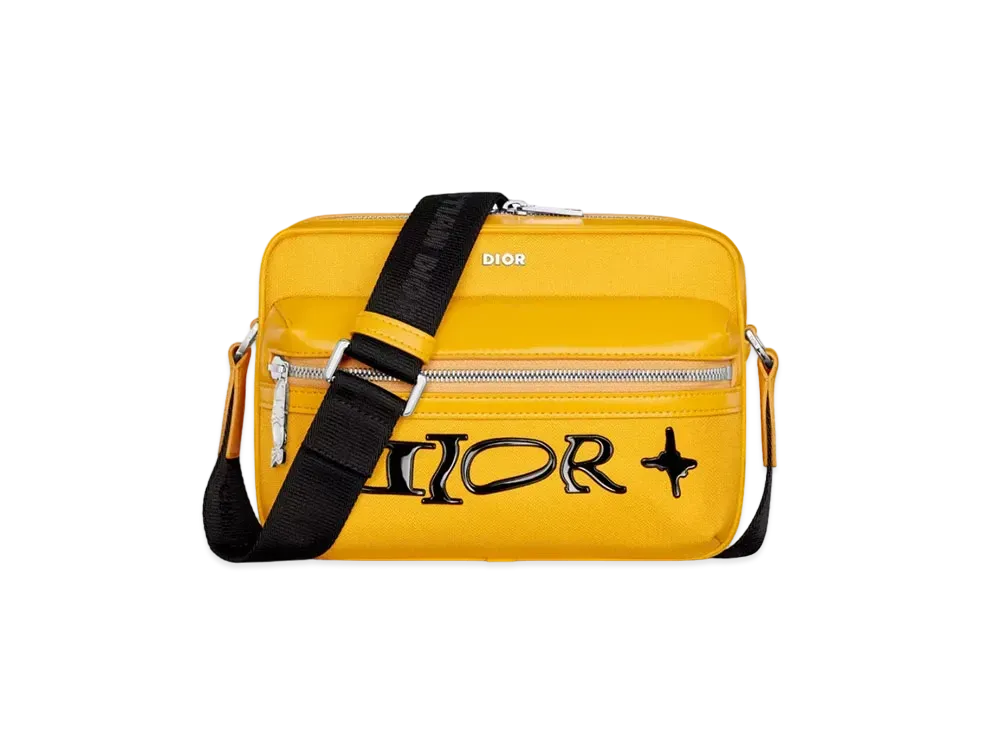 Dior x LEWIS HAMILTON Rider 2.0 Zipped Messenger Bag Nylon and Leather Effect Technical Fabric "Yellow"