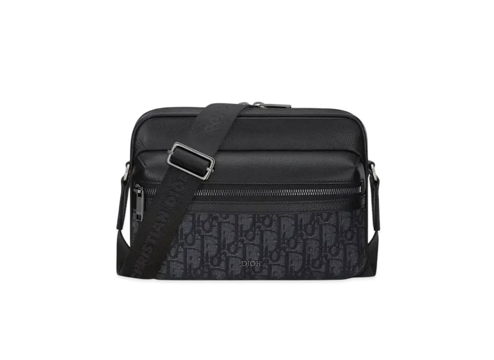 Dior Rider 2.0 Zipped Messenger Bag Dior Oblique Jacquard and Grained Calfskin "Black"