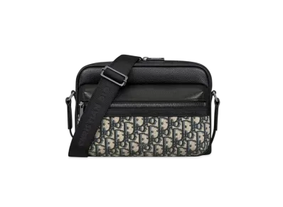 Dior Rider 2.0 Zipped Messenger Bag Dior Oblique Jacquard with Grained Calfskin "Beige/Black"