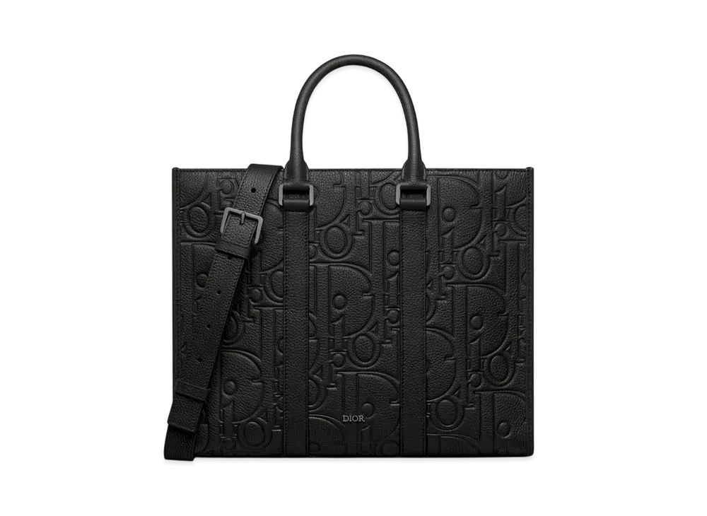 Dior Medium East-West Tote Bag Dior Gravity Leather and Grained Calfskin "Black"