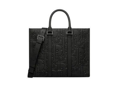 Dior Medium East-West Tote Bag Dior Gravity Leather and Grained Calfskin "Black"