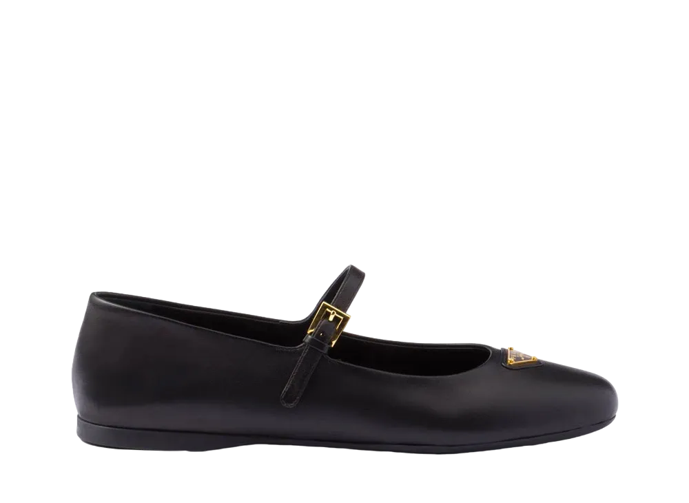 PRADA Women's Nappa Leather Ballerinas "Black"