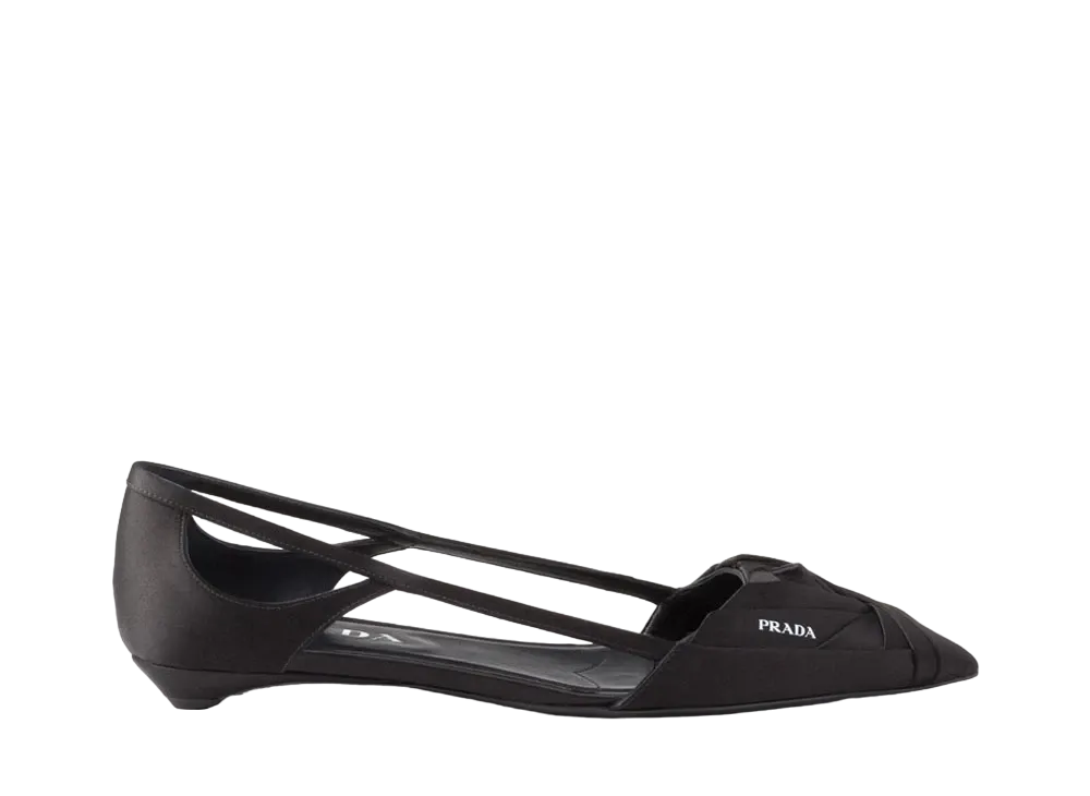 PRADA Women's Satin Cut-Out Ballerinas "Black"