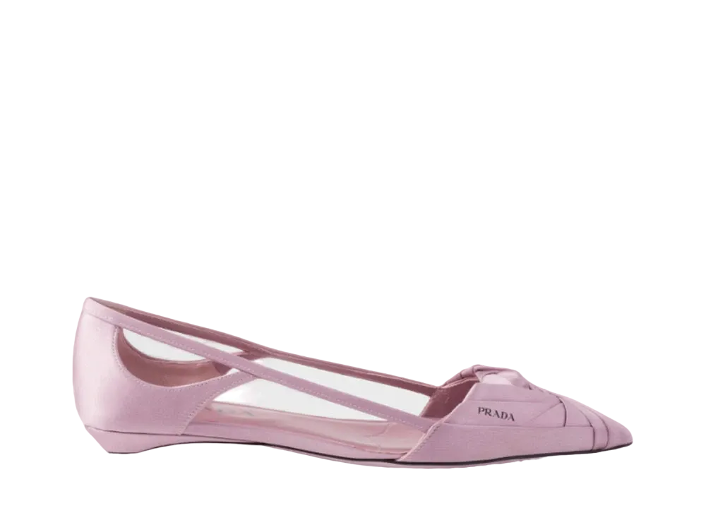 PRADA Women's Satin Cut-Out Ballerinas "Pink"
