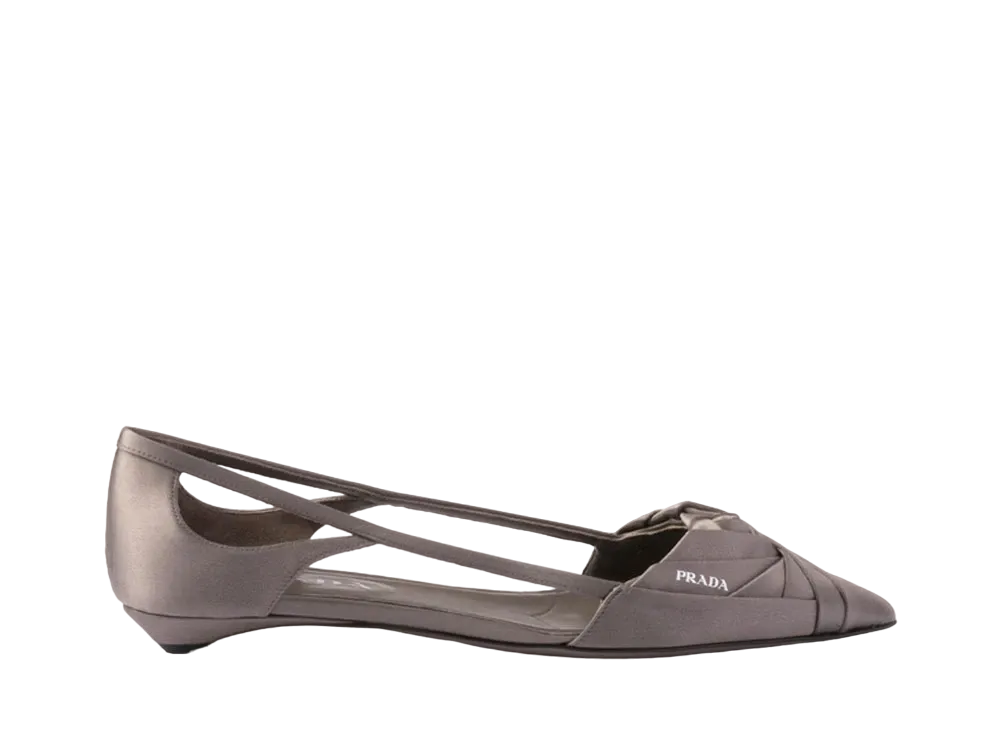 PRADA Women's Satin Cut-Out Ballerinas "Gray"