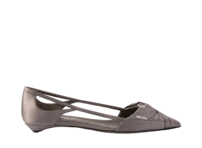 PRADA Women's Satin Cut-Out Ballerinas "Gray"