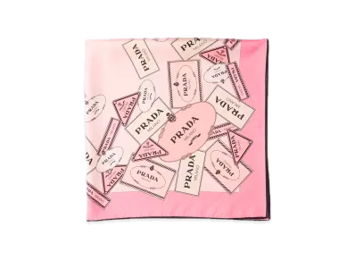 PRADA Printed Silk Twill Scarf 90 x 90 "Pink"