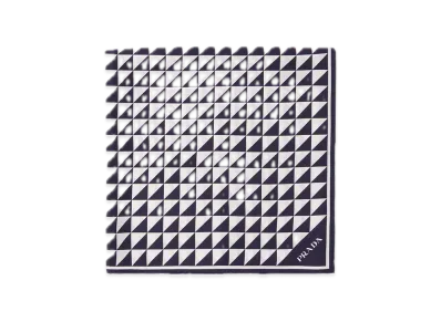PRADA Printed Silk Twill Scarf 90 x 90 "Navy"